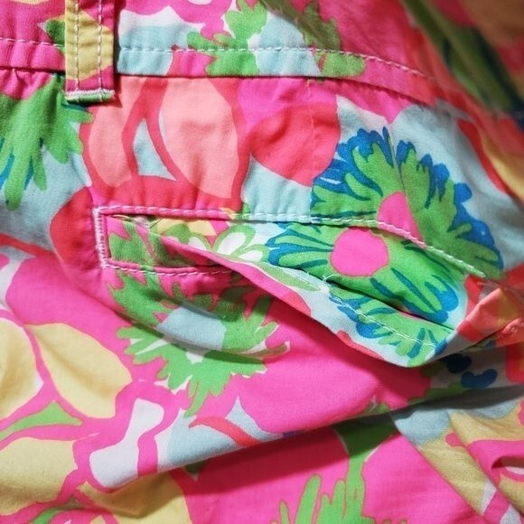 Lilly Pulitzer Callahan Shorts Size 00 Retro Neon Floral Print Ice Cream Social - Picture 10 of 10
